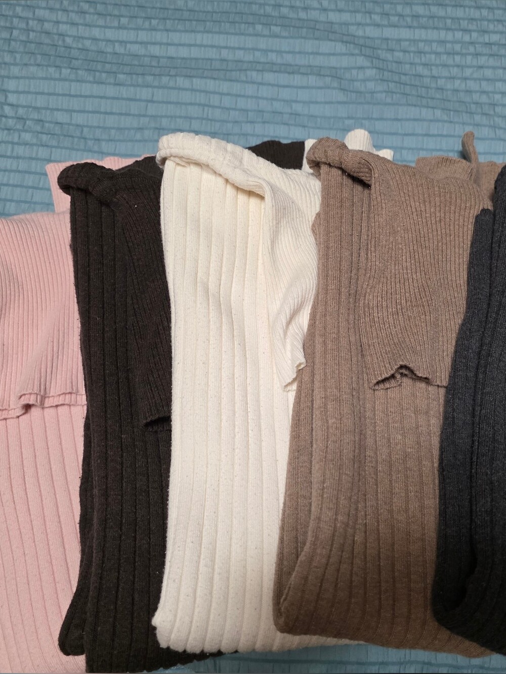5pc Bundle Ribbed Crewneck Sweater - Pink, Cream, Brown, Charcoal, And Tan